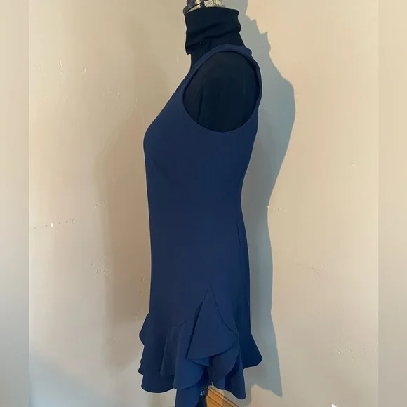 NWT Cynthia Rowley Navy blue dress Size 8, flounce/ruffle hem - Picture 2 of 9